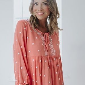 Peach embroidered dress Piper Scoot Roolee m